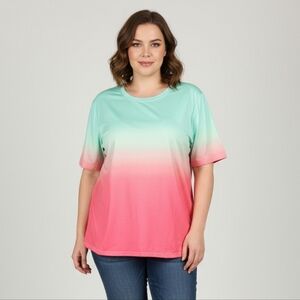 Shein Green & Pink Ombre Shirt Fits a 3X BUY IT NOW